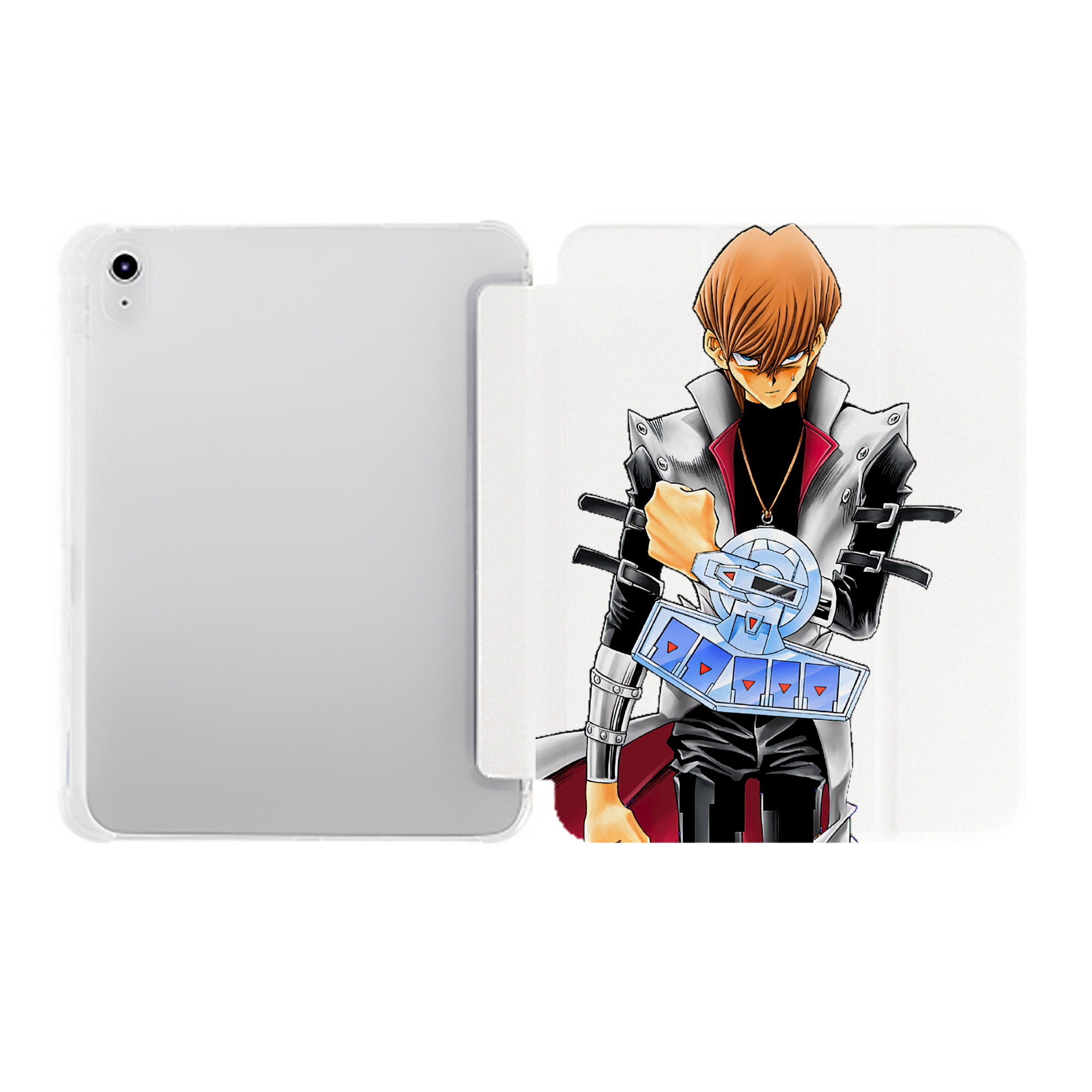（画像用） 遊☆戯☆王 Yu-Gi-Oh! IPad ケース ペン収納付き 三つ折りスタンド PUレザー×シリコン 対応機種9.5/10.5/10.9インチ